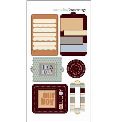 SEI - Such a Boy - Chipboard Coaster Tags  (sold in 3's)