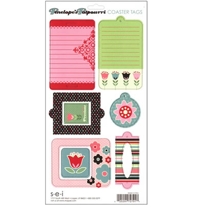 SEI - Penelope - Chipboard Coaster Tags  (sold in 3's)