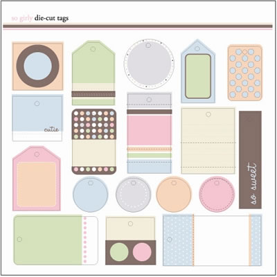 SEI - So Girly - Die Cut Tags  (pack of 5)