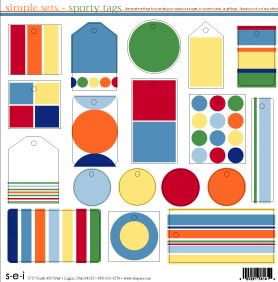 SEI - Sporty Die Cut Tags  (pack of 5)