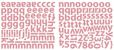 Sassafras Lass - Indie Girl  6x12 Glitter Alpha Stickers  Pink (sold in 3's)