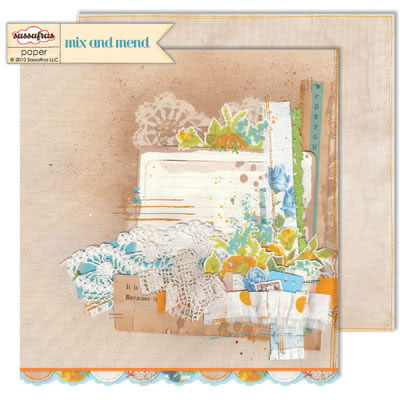 Sassafras Lass - Mix & Mend  Handmade Hobnob 12x12 double-sided paper (pack of 10)
