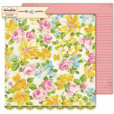 Sassafras Lass - Sweetly Smitten  Floral Fields 12x12 double-sided paper     (pack of 10)