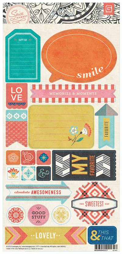 Basic Grey - Spice Market - Title Stickers (Sold in packs of 6)