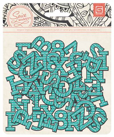 Basic Grey - Spice Market - Printed Chipboard Alpha (Sold in packs of 6)