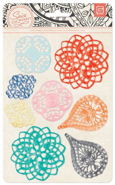 Basic Grey - Spice Market - Painted Stamped Metal Shapes (Sold in packs of 6)