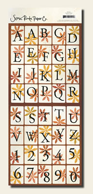 Scenic Route - Harvest Flower Alphabet cardstock stickers  (pack of 5)