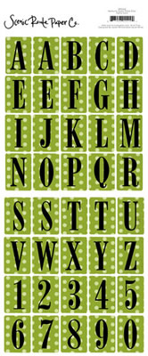 Scenic Route - Belleville Green Dots Alphabet cardstock stickers  (pack of 5)
