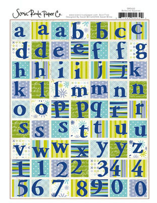 Scenic Route - Belleville Squares Alphabet cardstock stickers  (pack of 5)