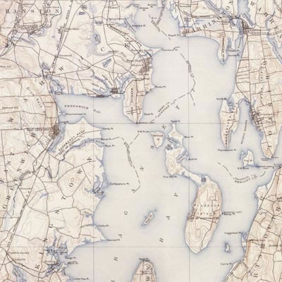 Scenic Route Paper Co - Narragansett Bay Map  (pack of 10)