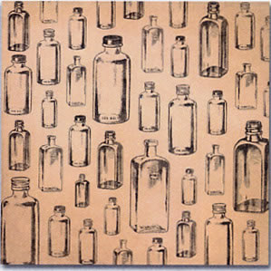 Scenic Route Paper Co - Bottles on Worn 12x12 paper  (pack of 10)