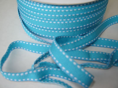 Strano Designs - 3/8" Turquoise w White Stitching - 35 yards  (sold individually)