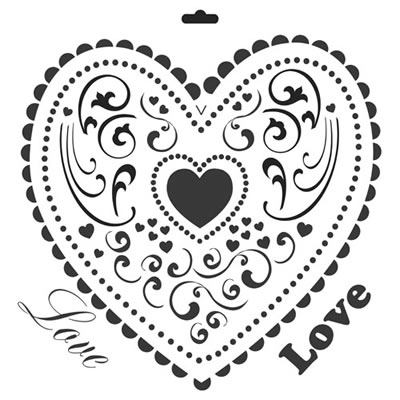 The Crafters Workshop - 12x12 Template - Love Heart  (sold in 3's)