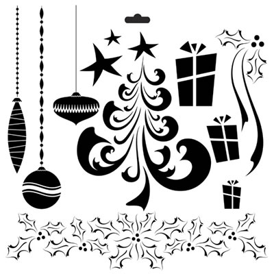 The Crafters Workshop - 12x12 Template - Merry Doodles  (sold in 3's)