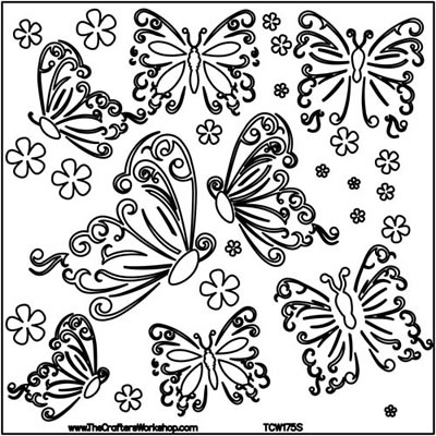 The Crafters Workshop - 6x6 Template - Butterflies  (sold in 3's)
