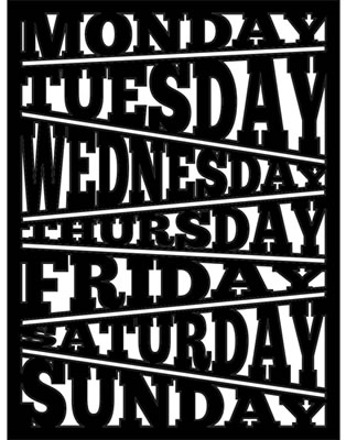 The Crafters Workshop - Balzer Bits 4x4 Stencils - Days of the Week Bits  (sold in 3's)
