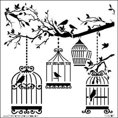 The Crafters Workshop - 6x6 Template - Birds of a Feather  (sold in 3's)