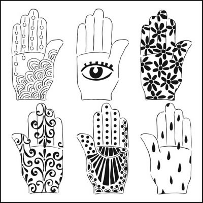 The Crafter's Workshop - 12x12 Template - Henna Hands  (sold in 3's)