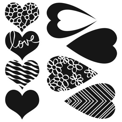 The Crafters Workshop - 12x12 Template - Mix & Match Hearts (sold in 3's)  (sold in 3's)