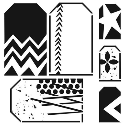 The Crafters Workshop - 6x6 Template - Funky Tags  (sold in 3's)