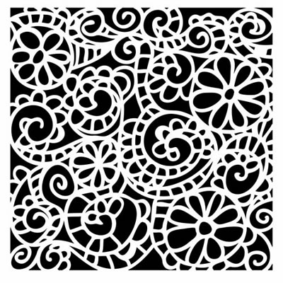The Crafters Workshop - 6x6 Template - Swirly Garden  (sold in 3's)