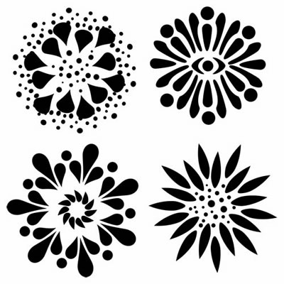 The Crafters Workshop - 6x6 Template - 4 Flowers  (sold in 3's)