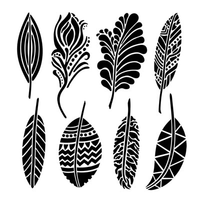 The Crafters Workshop - 12x12 Template - Fancy Feathers  (sold in 3's)