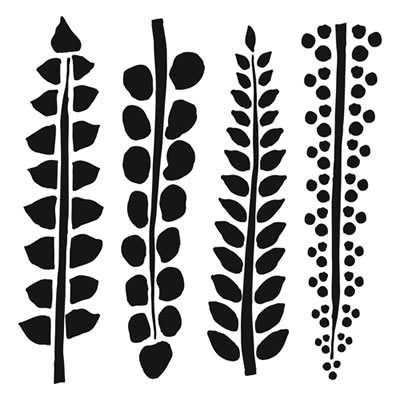 The Crafters Workshop - 12x12 Template - Four Ferns  (sold in 3's)
