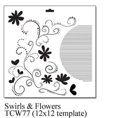The Crafters Workshop - 12x12 Template - Swirls & Flowers  (sold in 3's)