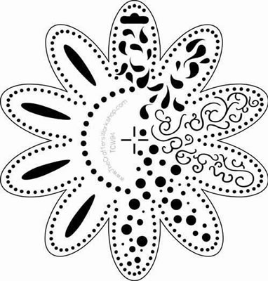 The Crafters Workshop - 12x12 Template - Doodle Flower  (sold in 3's)