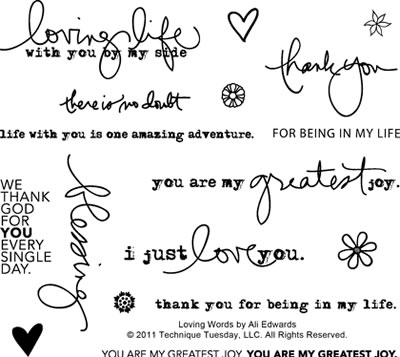 Technique Tuesday - Ali Edwards - Loving Words  (sold individually)