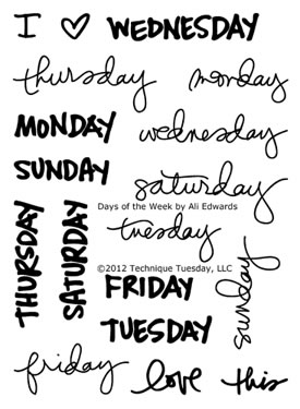 Technique Tuesday - Ali Edwards - Days of the Week  (sold individually)