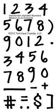 Technique Tuesday - Ali Edwards - Handwritten Numbers Medium  (sold individually)