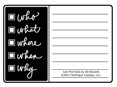 Technique Tuesday - Ali Edwards - Just the Facts  (sold individually)
