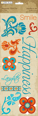 TPC Studio - Mediterranean Summer  Happiness Glittered Rub-ons with Jewels     (sold in 3's)
