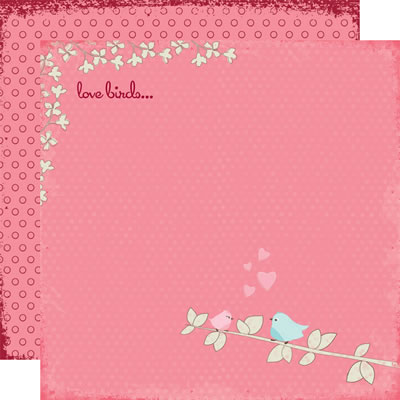 TPC Studio - Little Lovin' - Love Birds 12x12 d/sided paper with foil  (pack of 5)