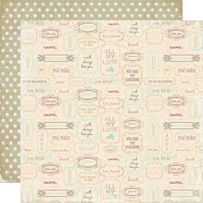TPC Studio - Little Lovin' - Frames and Words 12x12 d/sided paper with foil  (pack of 10)
