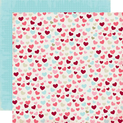 TPC Studio - Little Lovin' - Hearts All Over 12x12 d/sided paper with foil  (pack of 5)