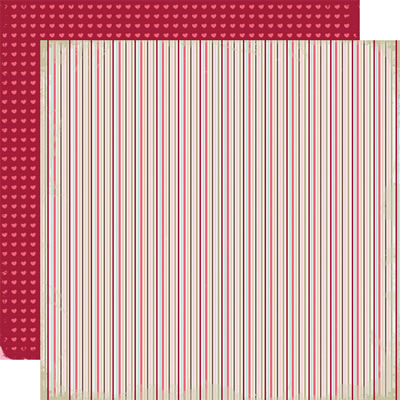 TPC Studio - Little Lovin' - Love Stripe 12x12 d/sided paper with foil  (pack of 5)