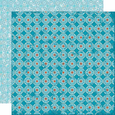 TPC Studio - Mediterranean Summer - Grecian Blue 12x12 d/sided paper with spot varnish  (pack of 5)