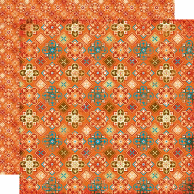 TPC Studio - Mediterranean Summer - Mosaic Tile 12x12 d/sided paper with spot varnish  (pack of 5)