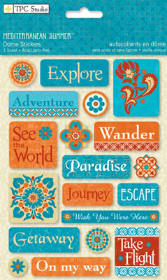 TPC Studio - Mediterranean Summer - Dome Stickers  (sold in 3's)