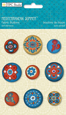 TPC Studio - Mediterranean Summer  Fabric Buttons  (sold in 3's)