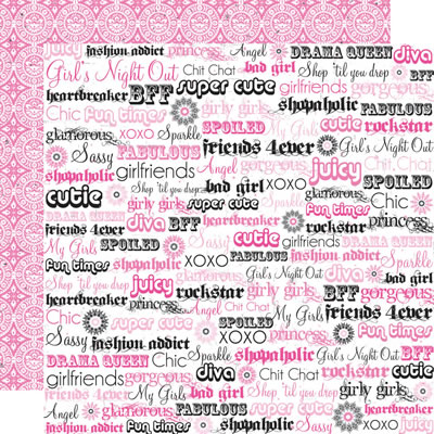 TPC Studio - Girlfriends - Phrases 12x12 d/sided paper with foil  (pack of 5)