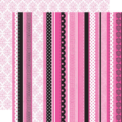 TPC Studio - Girlfriends - Ribbon Stripe 12x12 d/sided paper with foil  (pack of 5)