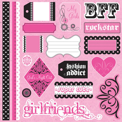 TPC Studio - Girlfriends - Sticker Sheet with glitter  (pack of 5)