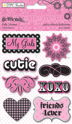 TPC Studio - Girlfriends - Puffy Stickers with glitter  (sold in 3's)