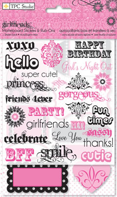 TPC Studio - Girlfriends - Matteboard Stickers & Rub-ons  (sold in 3's)