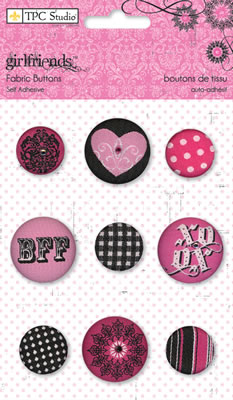 TPC Studio - Girlfriends  Fabric Buttons    (sold in 3's)