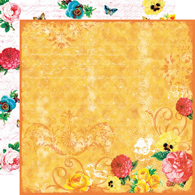 TPC Studio - Boho Blooms - Orange Delight 12x12 d/sided paper with spot varnish  (pack of 5)